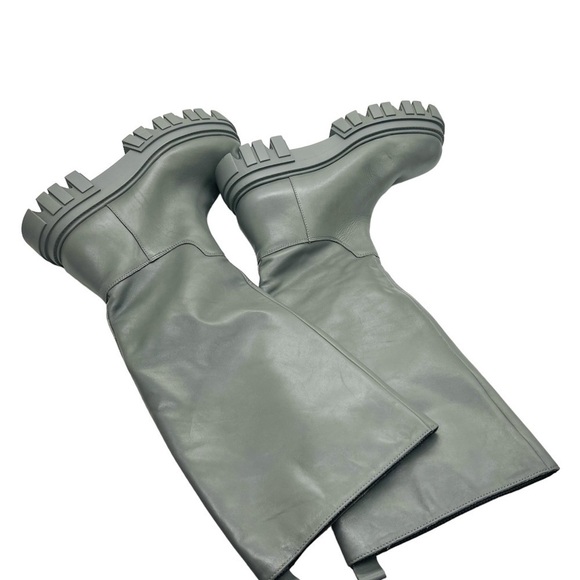 MARC FISHER WOMEN’S BEAUTIFUL TALL GRAY LEATHER PLATFORM MALENA BOOTS SIZE 8.5 - Picture 10 of 15